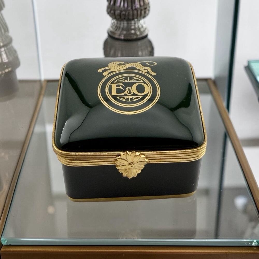 VSOE Eastern and Oriental Orient Express by Limoges Green Enamel Trinket Box